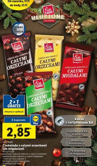 Lidl Czekolada z orzechami laskowymi fin carre oferta