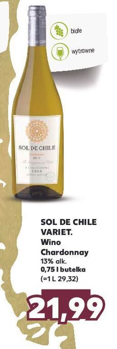 Kaufland Wino sol de chile varietal chardonnay oferta