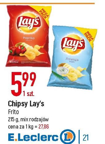 E.Leclerc Chipsy paprykowe lay's oferta