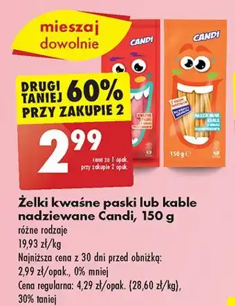 Biedronka Żelki paski tęczowe truskawka 1 SZT 150 G oferta