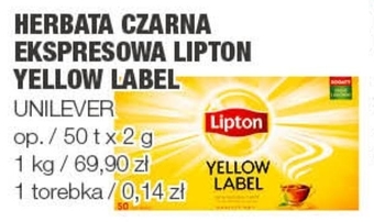 Spar Lipton yellow label herbata czarna 100 g (50 torebek) oferta