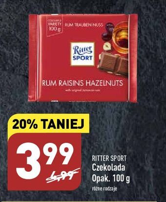 ALDI Czekolada rum raisins hazelnuts ritter sport oferta