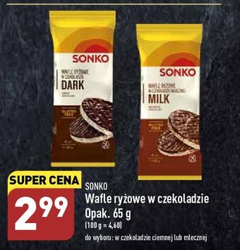 ALDI Wafle ryżowe w czekoladzie ciemnej sonko oferta