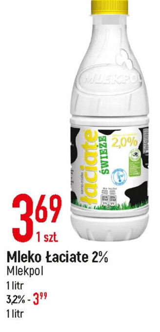 E.Leclerc Mlekpol mleko łaciate 2% 1l oferta