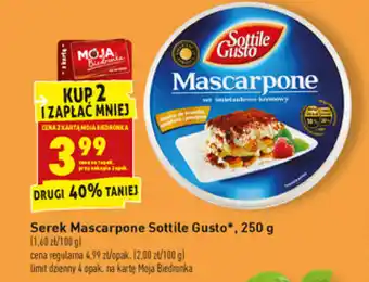 Biedronka Serek Mascarpone Sottile Gusto 2x 250g oferta