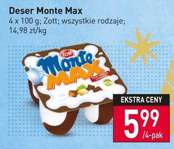 Stokrotka Zott monte max deser mleczny z czekoladą i orzechami 400 g (4 x 100 g) oferta