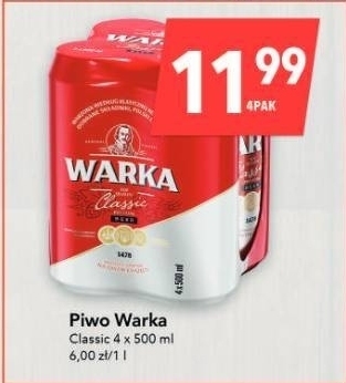 Lewiatan Warka classic piwo jasne 4 x 500 ml oferta