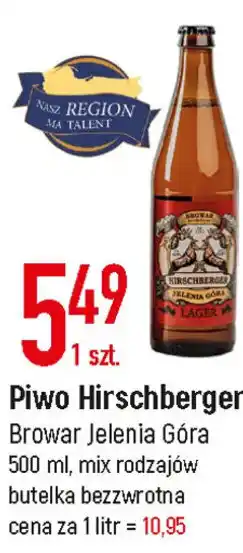 E.Leclerc Browar Jelenia Góra Piwo Hirschberger 500ml, mix rodzajów butelka bezzwrotna oferta