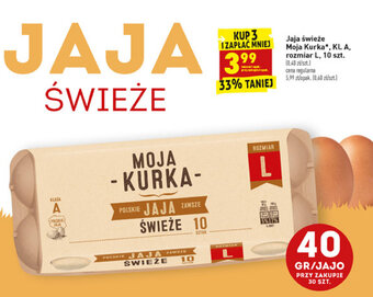 Biedronka Jaja świeże Moja Kurka Kl. A rozmiar L 3x 10 sztuk oferta