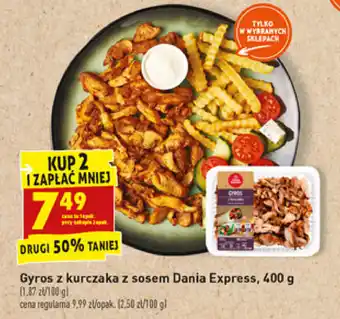 Biedronka Gyros z kurczaka z sosem Dania Express 2x 400g oferta