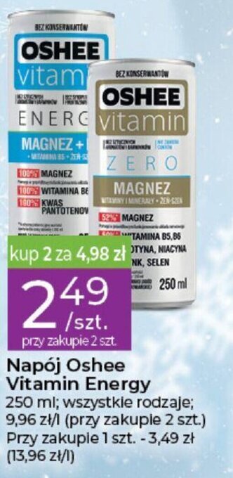 Stokrotka Oshee Napój Vitamin Energy 250 ml wszystkie rodzaje oferta