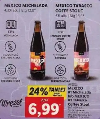 Lidl WRĘŻEL Mexico #1 Micheada lub Mexico #2 Tabasco Coffe Stout oferta