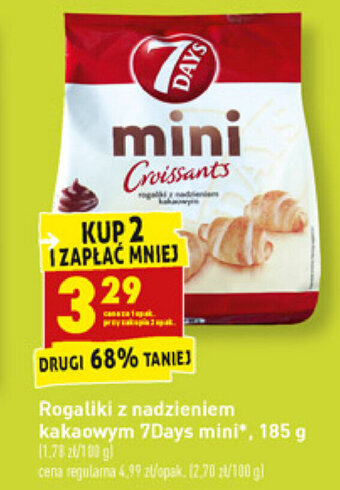 Biedronka Rogalik z nadzieniem kakaowym 7Days mini 2x 185g oferta