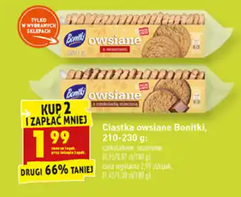 Biedronka Ciastka owsiane Bonitki 2x 210-230g oferta