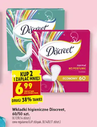Biedronka Wkładki higieniczne Discreet 2x 60/50 sztuk oferta
