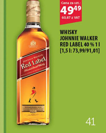 Eurocash Johnnie walker whisky red label 40% 1l oferta