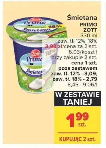 Carrefour Market Smietana 12%, 18% 330ml oferta