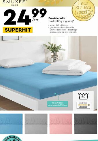 Biedronka Prześcieradło satynowe z mikrowłókna 160 x 200 25 cm smukee home oferta