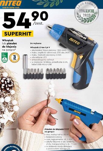 Biedronka Pistolet do kleju niteo tools oferta