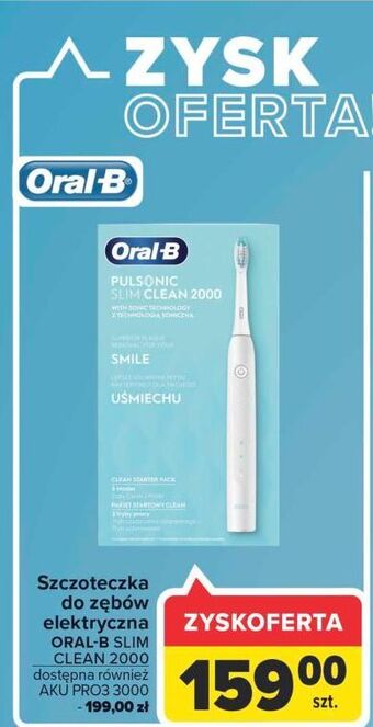 Carrefour Szczoteczka elektryczna slim clean 2000 biała oral-b pulsonic oferta