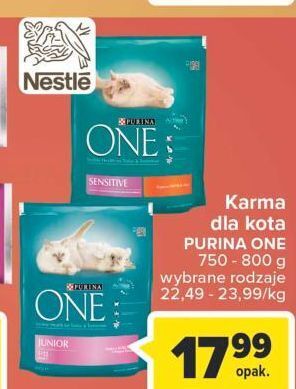 Carrefour Karma dla kota sensitive z indykiem purina one oferta