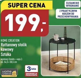 ALDI Home Creation Rattanowy stolik kawowy 54,5x58,5cm oferta