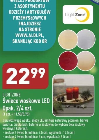 ALDI Lightzone Świece woskowe LED Opak. 2/4szt, oferta