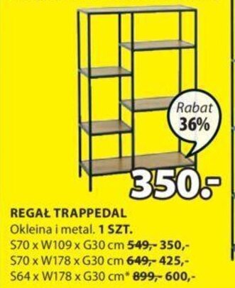 JYSK Regał Trappedal Okleina i metal S70xW109xG30cm oferta