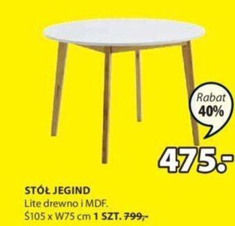 JYSK Stół Jegind Lite drewno i MDF Ś105xW75cm oferta