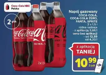 Carrefour Market Coca-Cola, Coca-Cola ZERO, Fanta, Sprite, 2x1,5l, różne rodzaje, 2-pak oferta