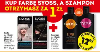 Biedronka Farba do włosów ciemnych i jasnych Syoss Color + Szampon do włosów Syoss 440ml oferta