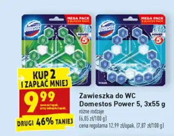 Biedronka Zawieszka do WC Domestos Power 5 2kpl. 3x55g oferta