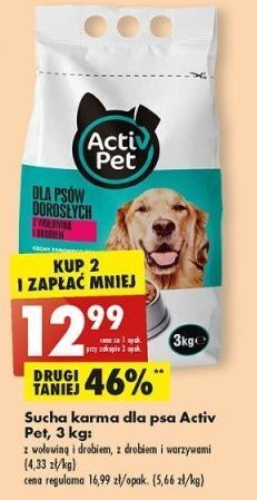 Biedronka Karma dla psa z wołowiną i drobiem activ pet oferta
