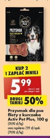 Biedronka Karma dla dorosłego psa filety z kurczaka activ pet oferta
