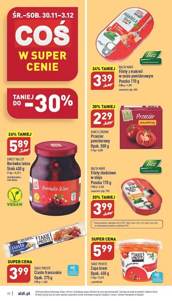 ALDI Filety z makreli w sosie pomidorowym balta mare oferta
