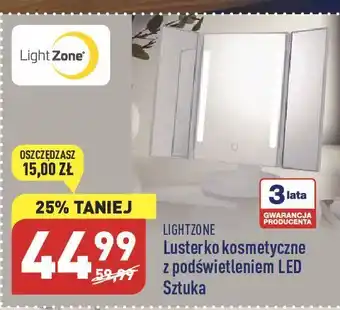 ALDI Lusterko kosmetyczne led rozkładane 3-częściowe light zone oferta