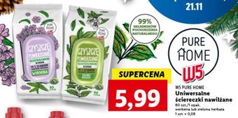 Lidl Ściereczki nawilżane zielona herbata pure by home w5 oferta