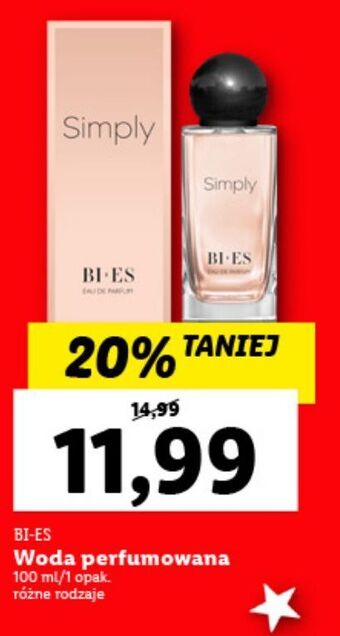 Lidl Woda perfumowana bi-es simply oferta