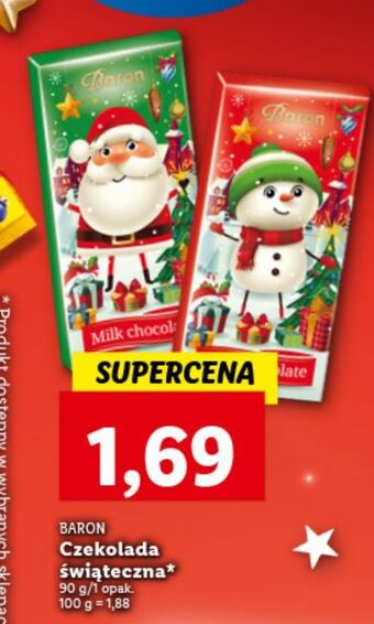 Lidl Czekolada mleczna świąteczna baron oferta