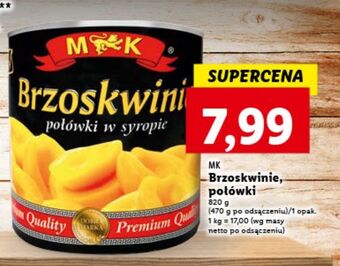 Lidl Brzoskwinie połówki w lekkim syropie m&k oferta