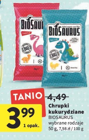 Intermarche Chrupki kukurydziane bezglutenowe sól morska biosaurus oferta
