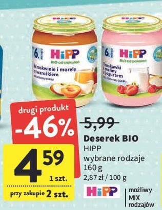 Intermarche Brzoskwinie i morele z twarożkiem hipp owocowy duet oferta