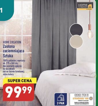 ALDI Zasłona zaciemniająca 275 x 260 cm na taśmie tunelowej home creation oferta