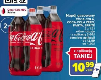 Carrefour Market Napój gazowany COCA-COLA,COCA-COLA ZERO,FANTA,SPRITE 2x1,5l oferta