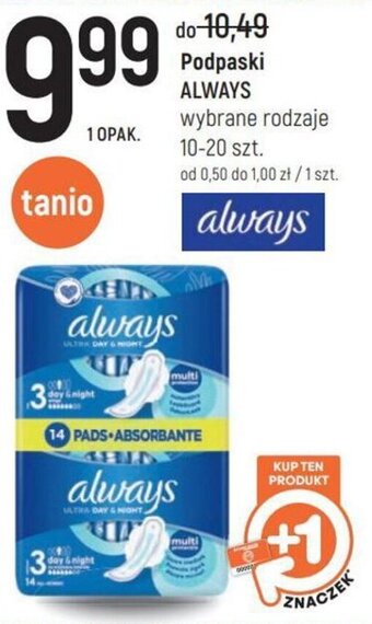 Intermarche Always Podpaski wybrane rodzaje 10-20szt. oferta