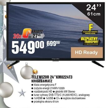 E.Leclerc Telewizor 24'' km0224t3 kruger & matz oferta