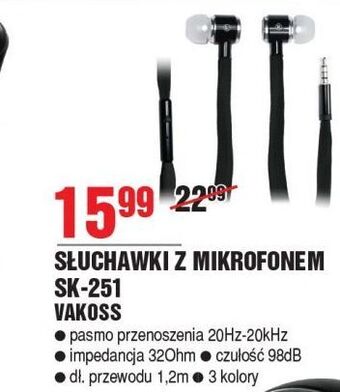 E.Leclerc Słuchawki douszne sk-251 sznurówka vakoss oferta