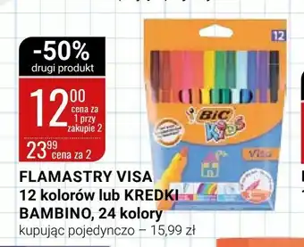 bi1 Flamastry visa 12 kolorów lub kredki bambino, 24 kolory oferta