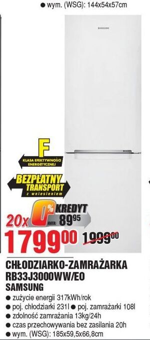 Chłodziarko-zamrażarka rb33j3000ww/e0 samsung