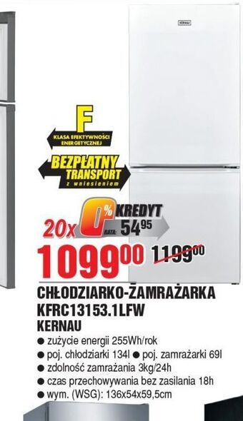 E.Leclerc Chłodziarko-zamrażarka kfrc 131531 lf w kernau oferta